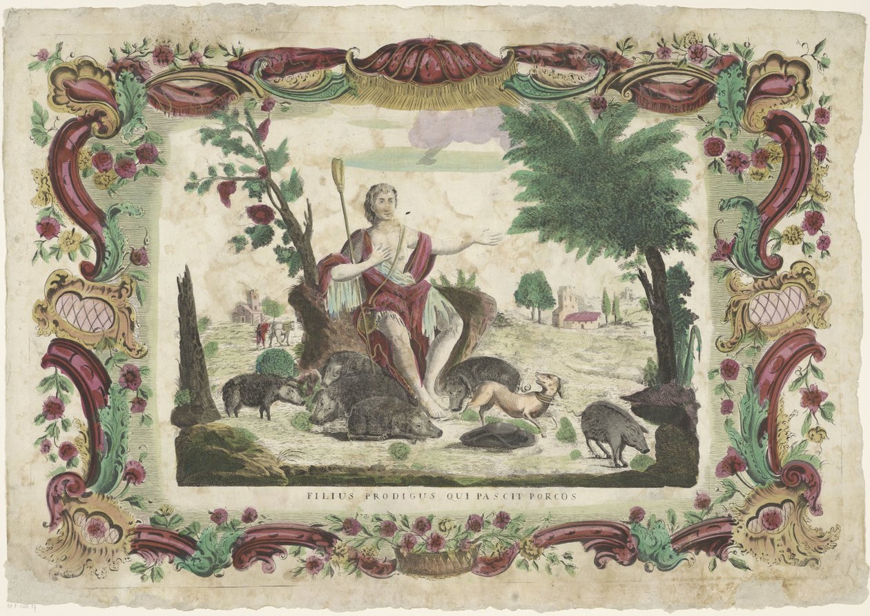 De verloren zoon als zwijnenhoeder Den fortapte sønnen som mater grisene (tittel på objekt) av Giovanni Volpato (possibly)
