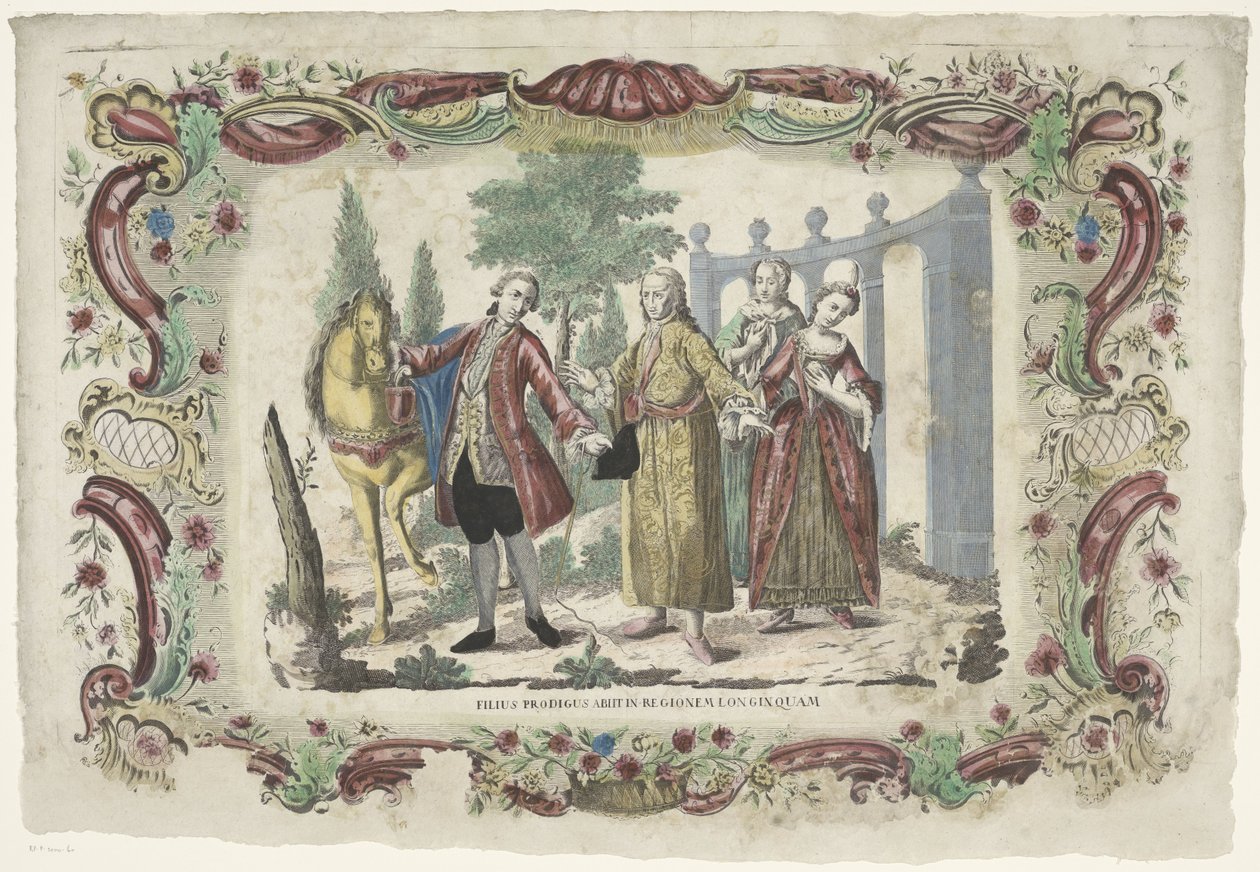 De verloren zoon tar avskjed fra zijn vader Den fortapte sønn dro til et fjernt land (tittel på objekt) av Giovanni Volpato (possibly)