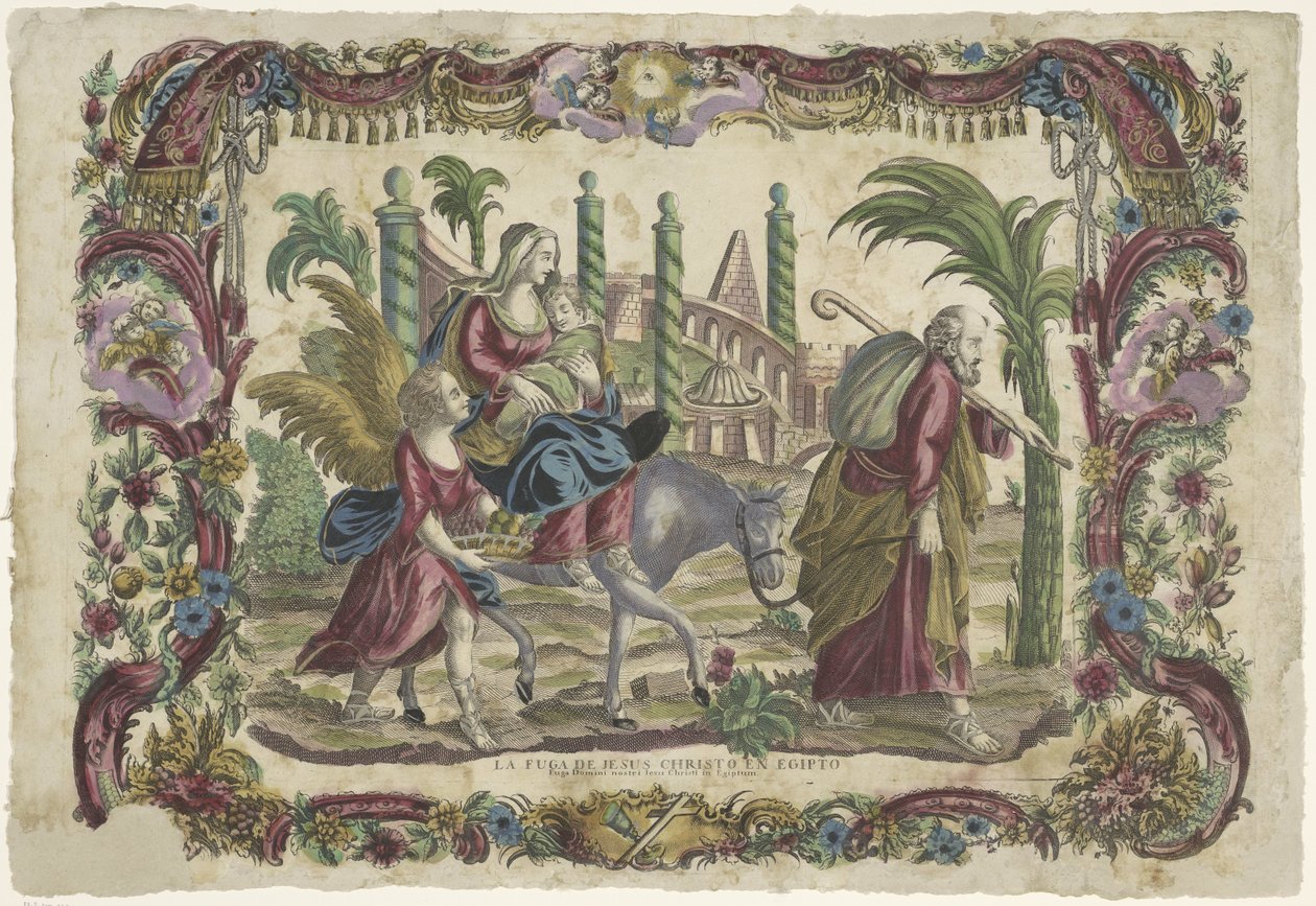 På flyturen til Egypt La fuga de Jesus Christo en Egipto / Vår Herre Jesu Kristi flukt til Egypt (tittel på objekt) av Giovanni Volpato (possibly)