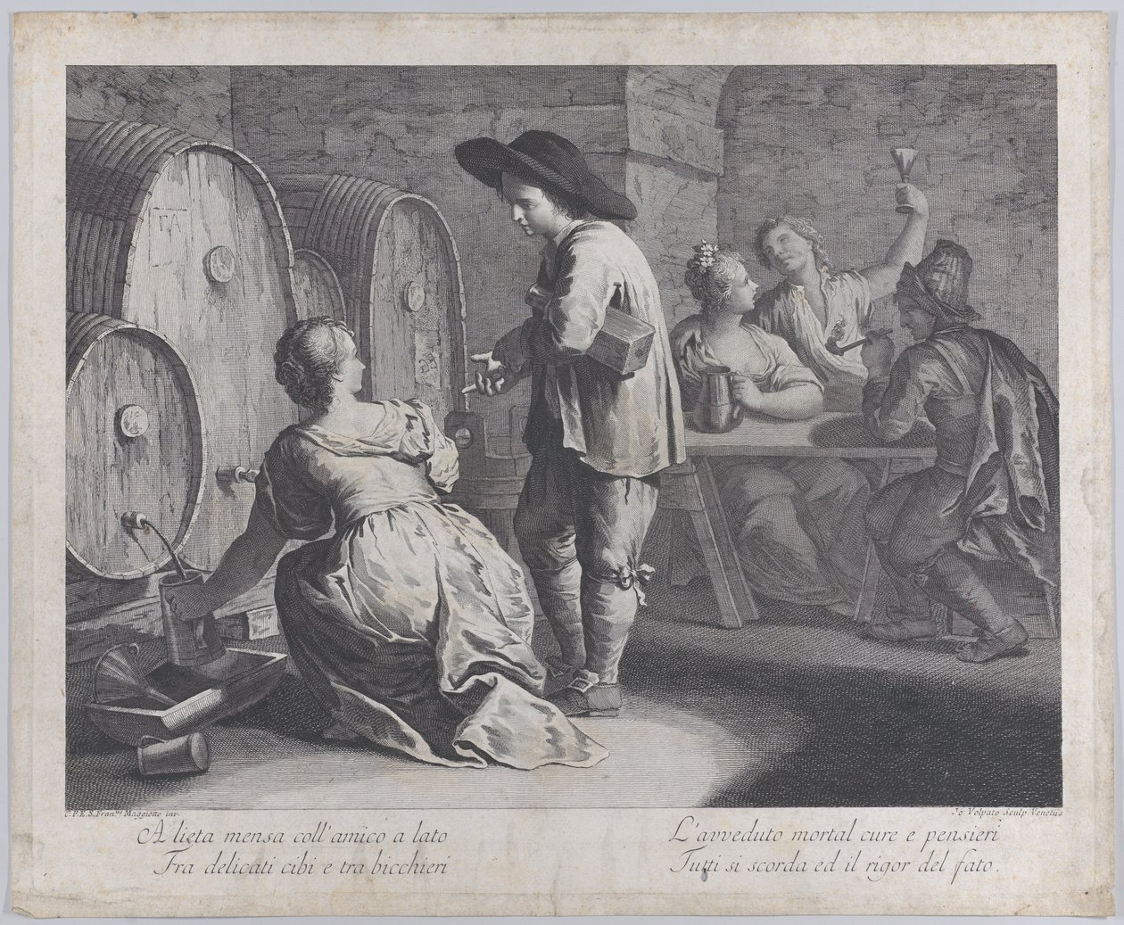 En barpike som fyller krus..., 1760-70. av Giovanni Volpato