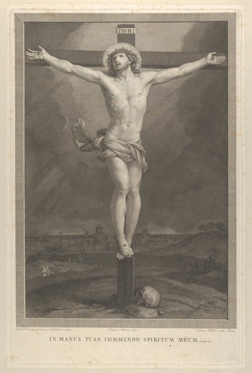Kristus korsfestet på korset, en hodeskalle ved basen, ca. 1770-1803. av Giovanni Volpato
