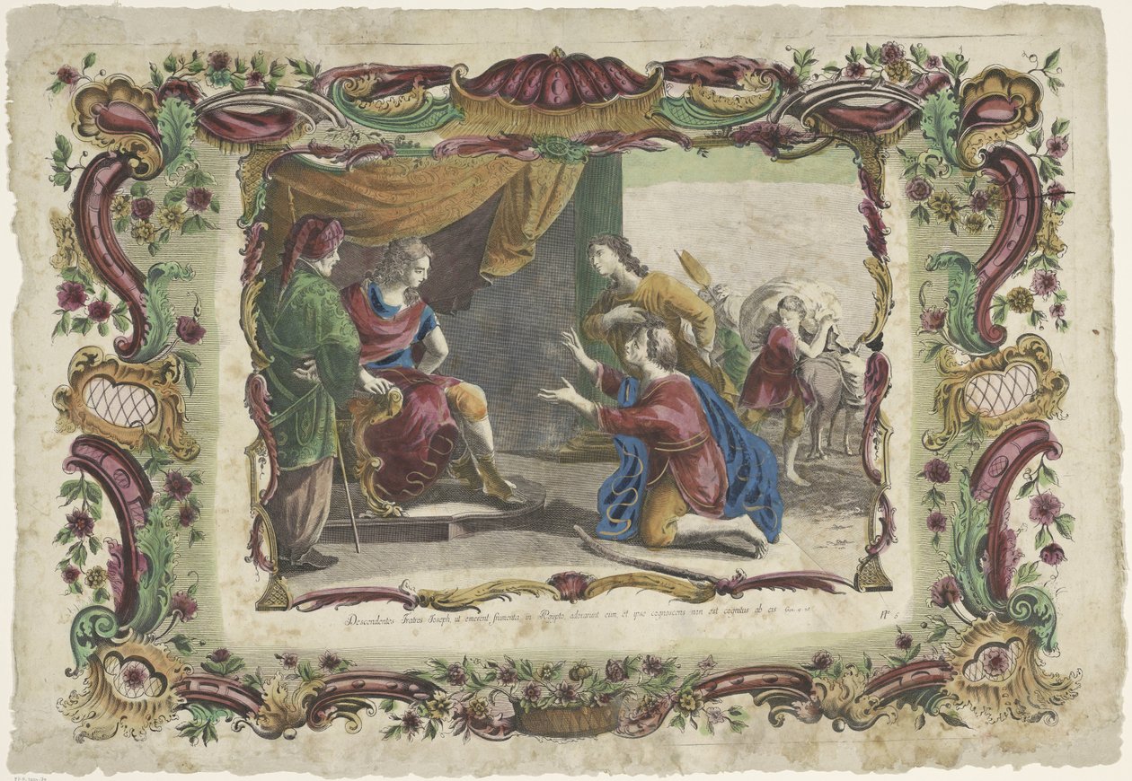 Josefs brødre kneler foran ham i Egypt The Life of Joseph (serietittel) av Giovanni Volpato