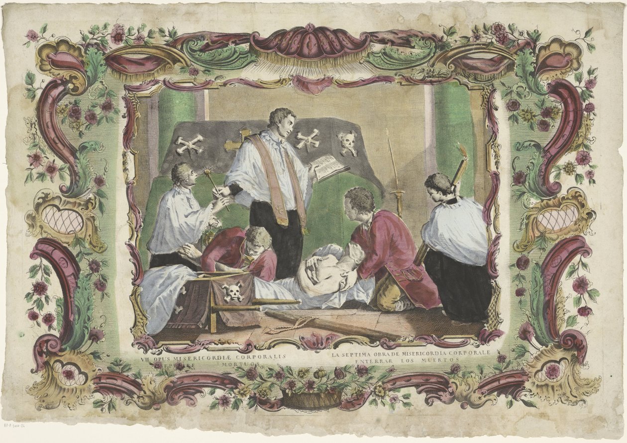 Begrave de døde VII opus misericordiae corporalis / La septima obrade misericordia corporale (tittel på objekt) The Spiritual Works of Mercy (serietittel) av Giovanni Volpato