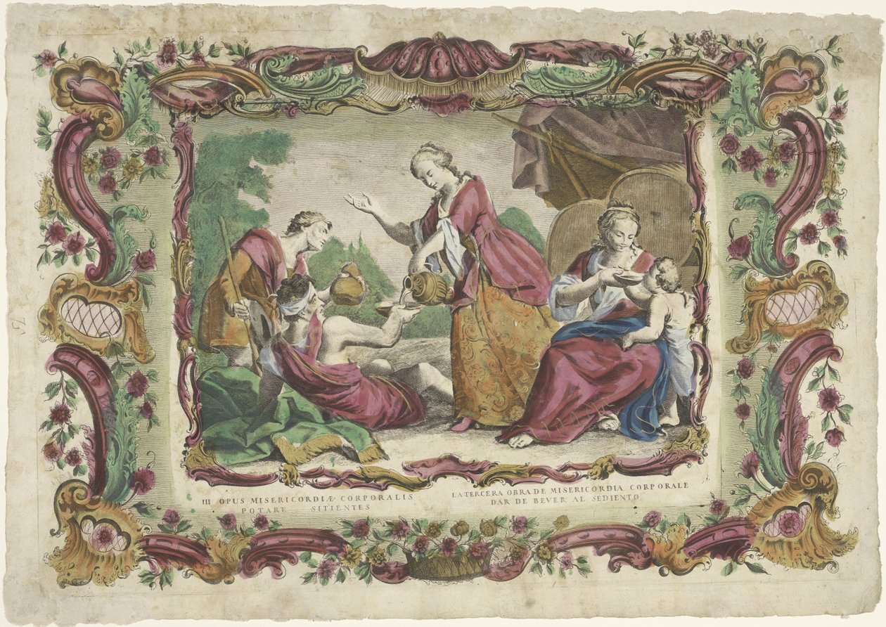 Laven fra Dorstigen III. work of corporal mercy / Later work of corporal mercy (...) (tittel på objekt) De spirituele werken van barmhartigheid (serietittel) av Giovanni Volpato