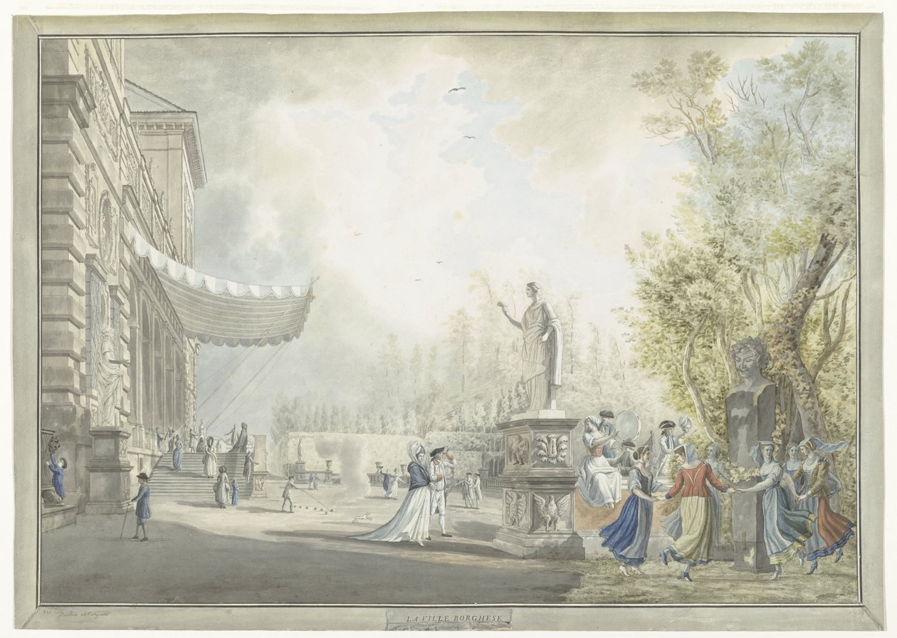 Utsikt over Villa Borghese Pinciana og Villa Borghese-hagene i Roma La ville Borghese (tittel på objekt) Utsikt over Roma og omgivelsene (serietittel) av Giovanni Volpato