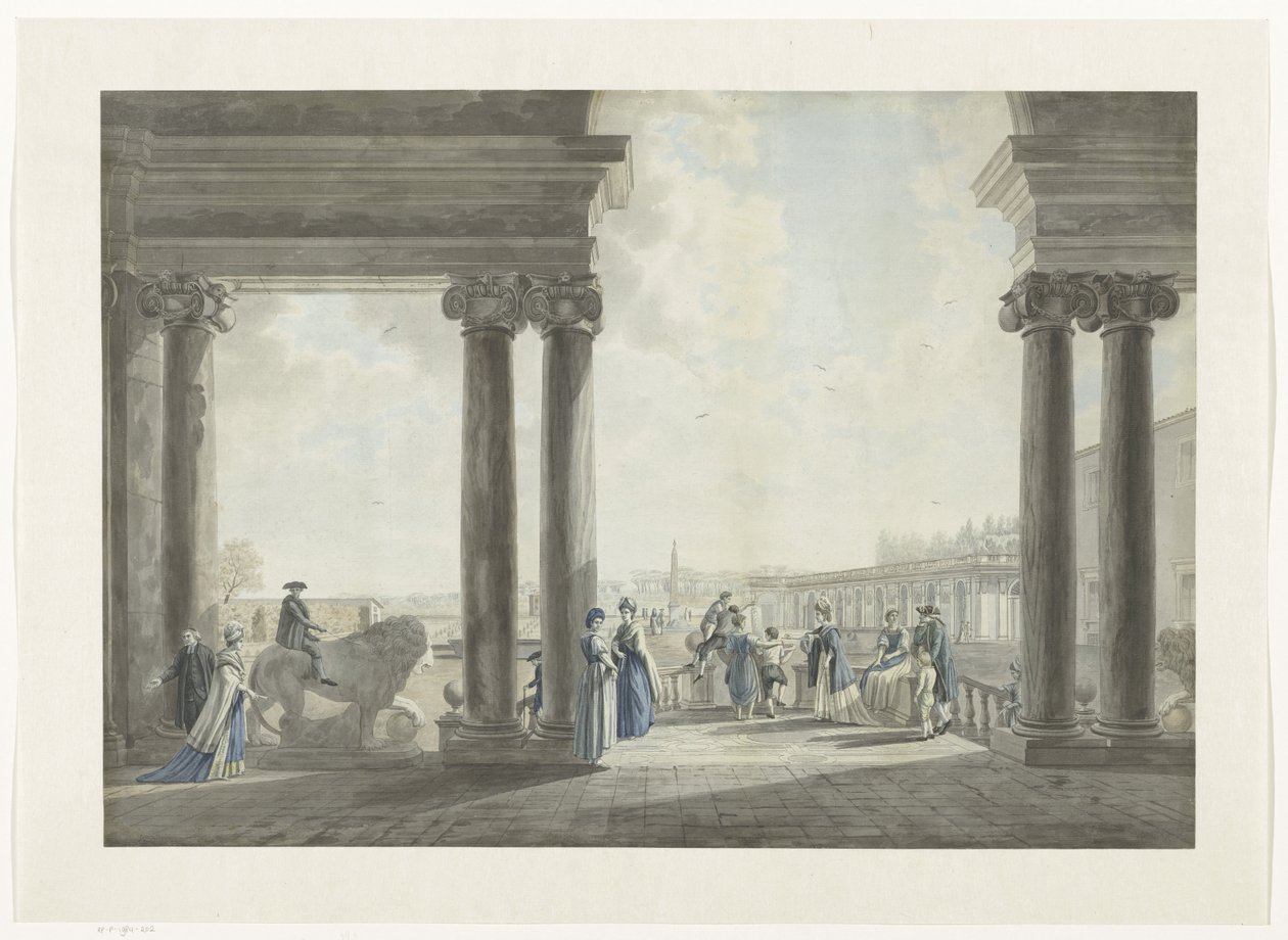 Utsikt over hagene til Villa Medici i Roma (tittel på objekt) Utsikt over Roma og omgivelsene (serietittel) av Giovanni Volpato