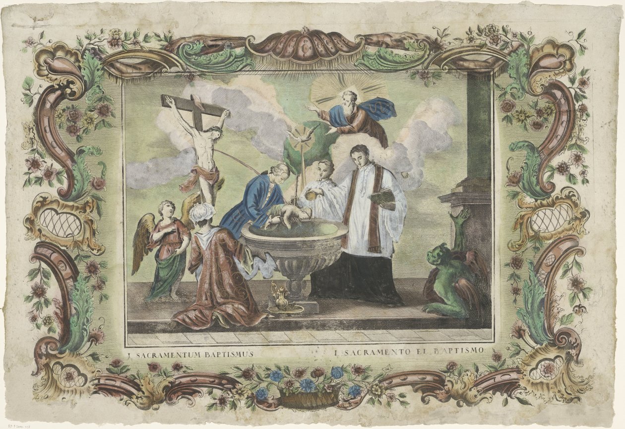 Dåpens sakrament I. sacramentum baptismus / I. sacramento el baptismo (tittel på objekt) De syv sakramenter (serietittel) av Giovanni Volpato