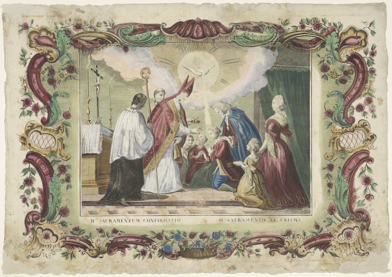 Konfirmasjonssakramentet II. sacramentum confirmatio / II. sacramento el Crisma (tittel på objekt) De syv sakramentene (serietittel) av Giovanni Volpato