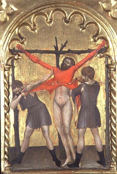 Kristus på korset, detalj fra polyptiken til Ospedale della Misericordia, 1353-63 av Giovanni da Milano