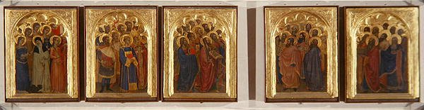 Predella, Polyptych of Saints, Virgins and Martyrs (tempera på panel) av Giovanni da Milano