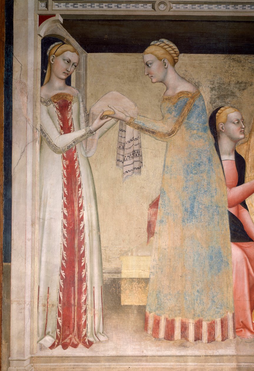 Jomfruens liv: Marias fødsel, detalj (Fresco av Giovanni da Milano