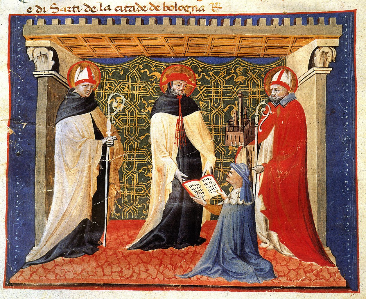 Miniatyr av statuttene til drapernes samfunn, av Giovanni da Modena av Giovanni da Modena