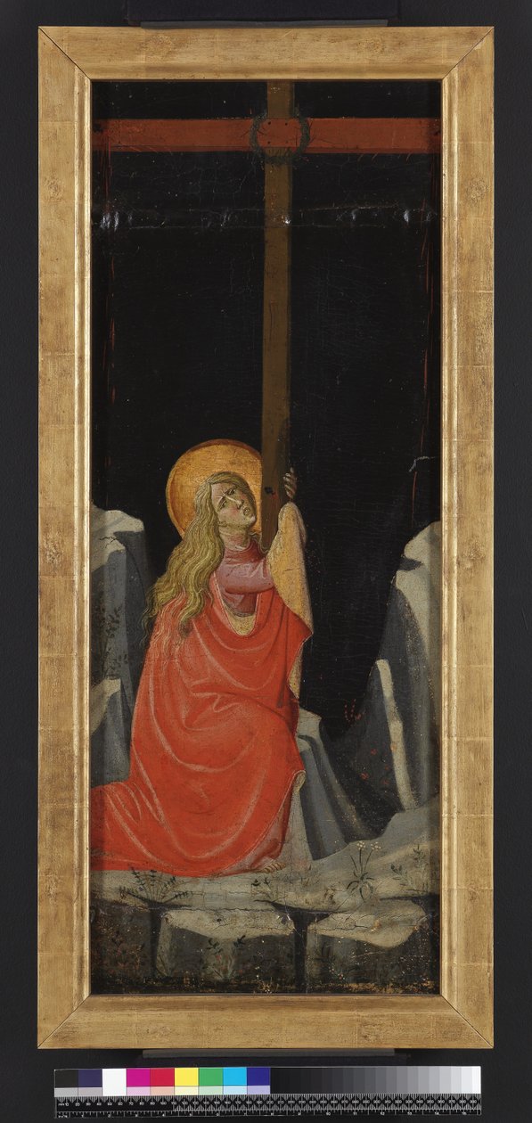 Maria Magdalena omfavner korset, omvendt (tempera og gull på panel) av Giovanni dal Ponte