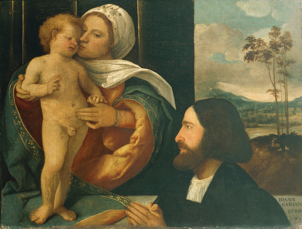 Madonna med barn og hengiven, av Giovanni Cariani (født mellom 1485 og 1490-død etter 1547) av Giovanni de Busi Cariani