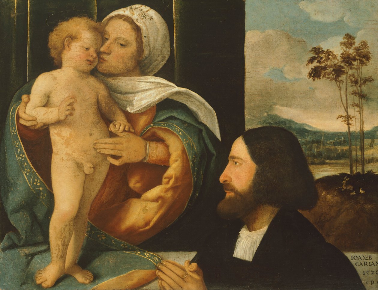 Madonna med barn og hengiven, av Giovanni Cariani (født mellom 1485 og 1490-død etter 1547) av Giovanni de Busi Cariani
