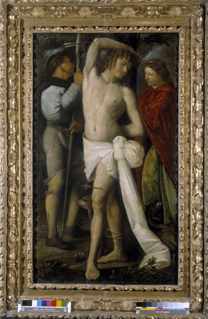 Saint Roch, Saint Sebastian og Saint Margarita (olje på lerret) av Giovanni de Busi Cariani