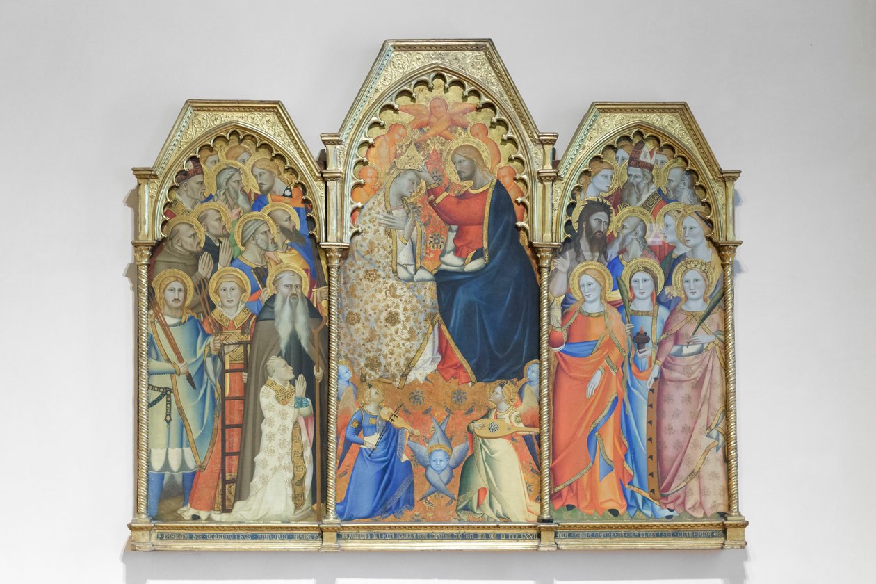Kroning av jomfruen og de hellige, slutten av 1300-tallet (tremaleri) av Giovanni del Biondo dal Casentino