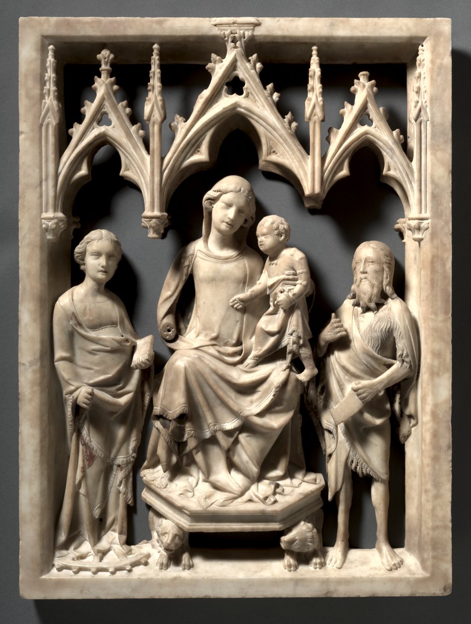 Madonna og barn med de hellige Catherine og døperen Johannes, ca. 1340-1350. av Giovanni di Agostino