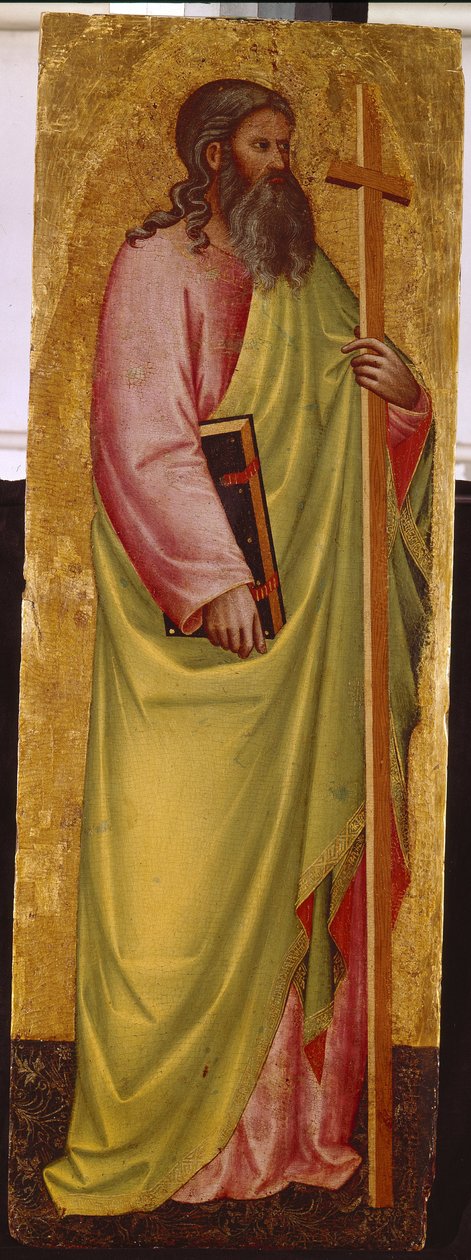 Den hellige apostel Andreas (den hellige apostel Andreas). Maleri av Giovanni Di Bartolomeo Cristiani (1367-1448), tempera på tre av Giovanni di Bartolomeo Cristiani