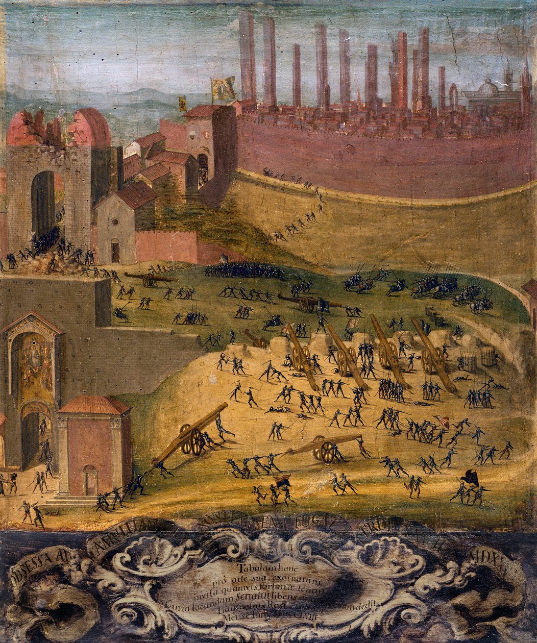 Seieren til Porta Camollia ved Siena i 1526 (tempera på panel) av Giovanni di Lorenzo Cini