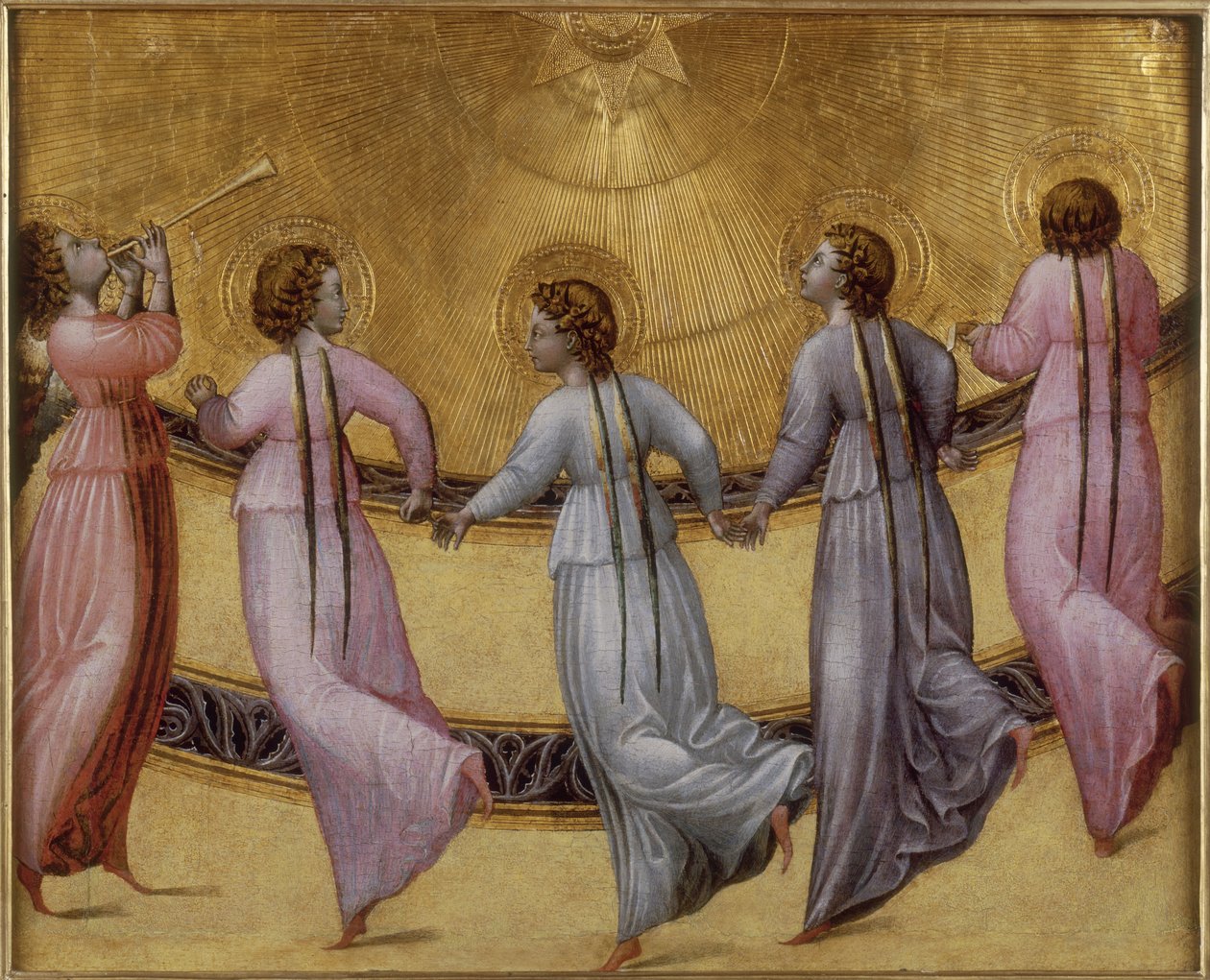 Fem dansende engler, ca 1436 av Giovanni di Paolo