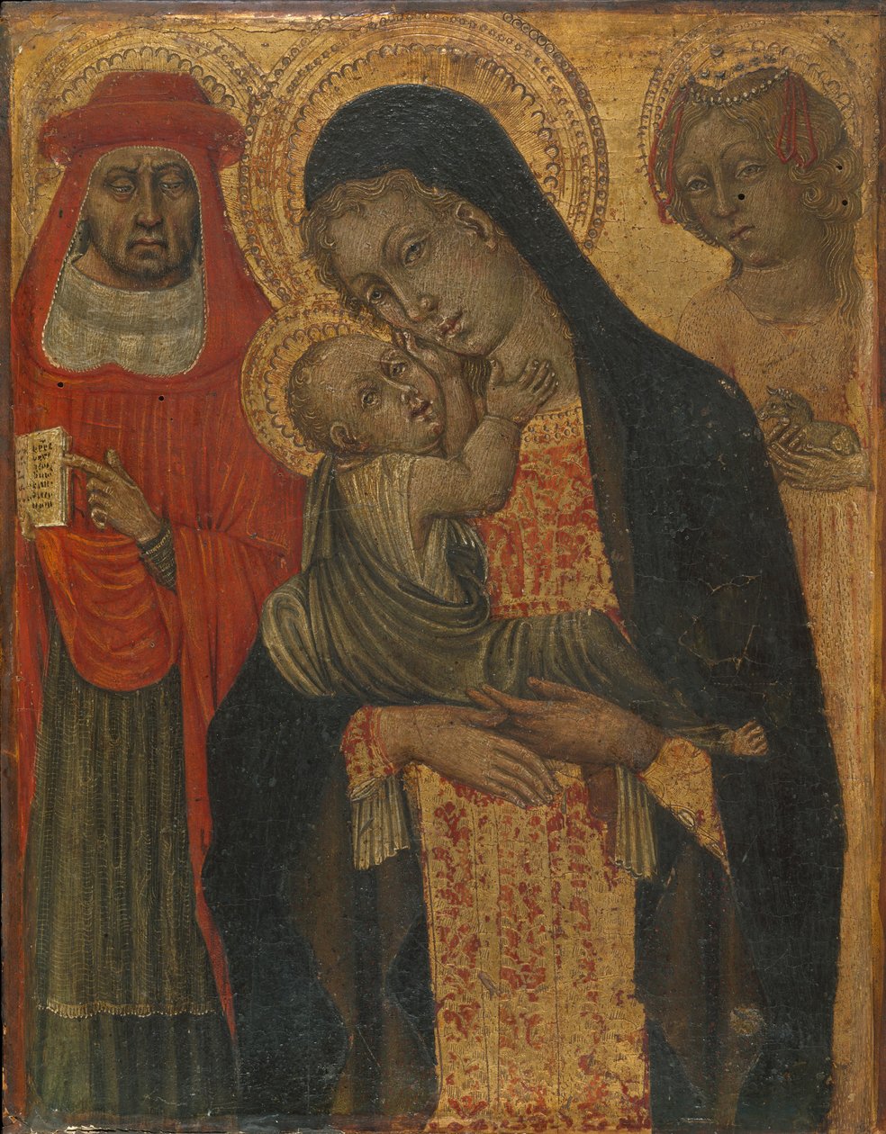 Madonna og barn med de hellige Jerome og Agnes, ca. 1465. av Giovanni di Paolo