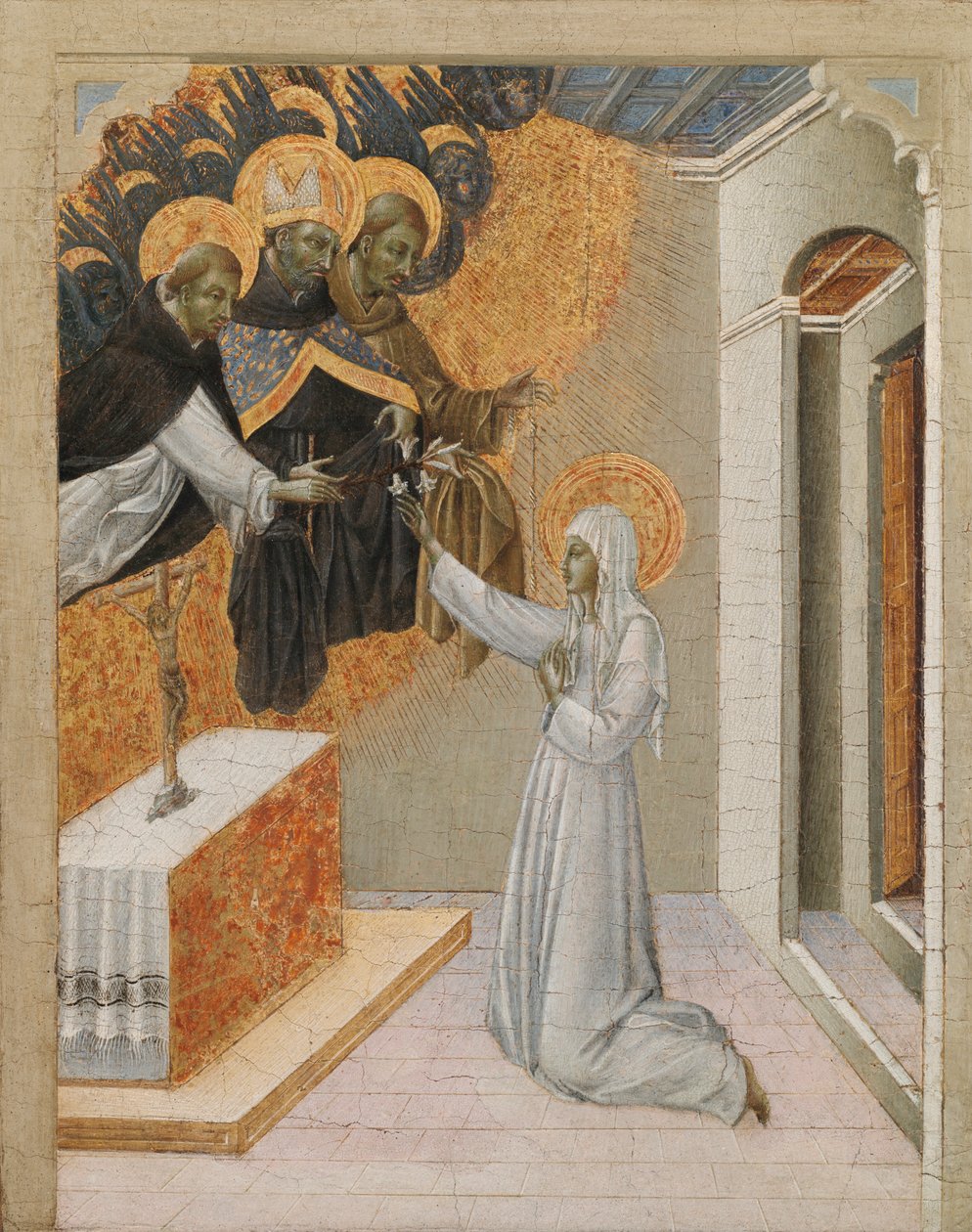 Predella-panel fra en altertavle: St. Katarina av Siena investert med den dominikanske vanen, 1460-tallet. av Giovanni di Paolo