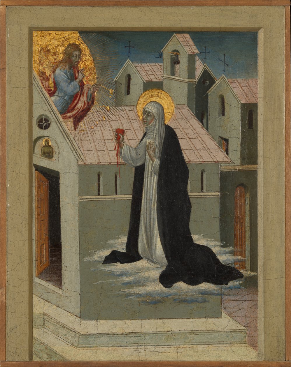 Den hellige Katarina av Siena bytter ut sitt hjerte med Kristus. av Giovanni di Paolo