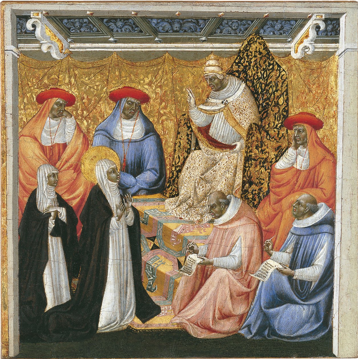Den hellige Katarina av Siena foran paven i Avignon av Giovanni di Paolo
