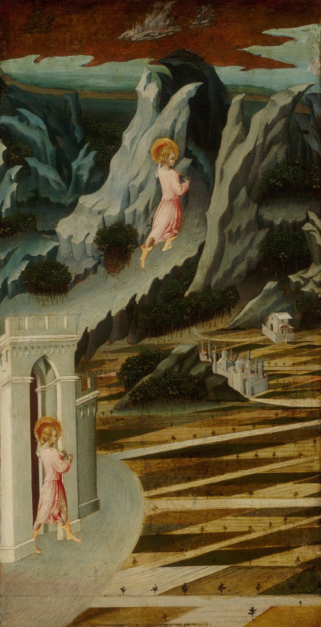 Døperen Johannes går inn i villmarken, 1455-1460 av Giovanni di Paolo