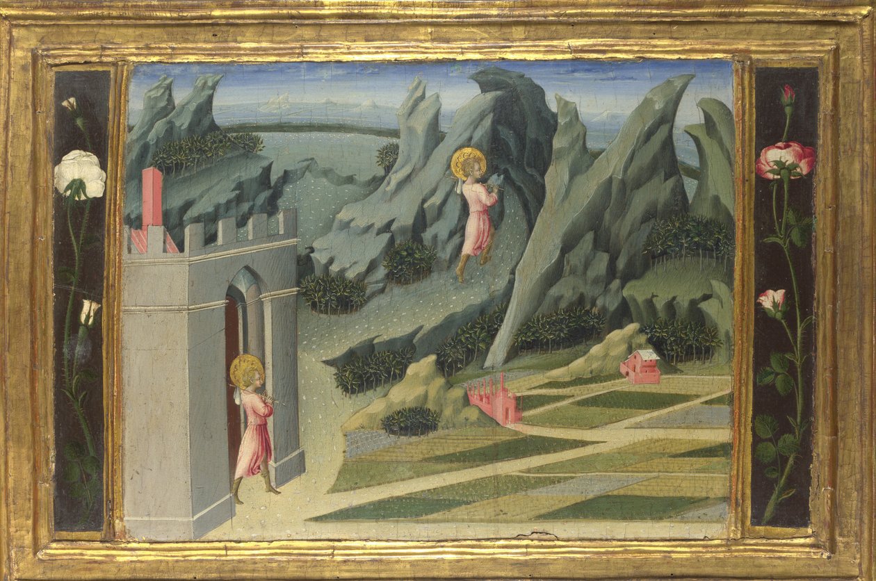 Døperen Johannes trekker seg tilbake til Desert Predella Panel, 1454 av Giovanni di Paolo