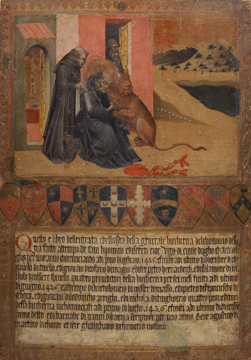 St.Jerome tar en torn fra løvens pote av Giovanni di Paolo