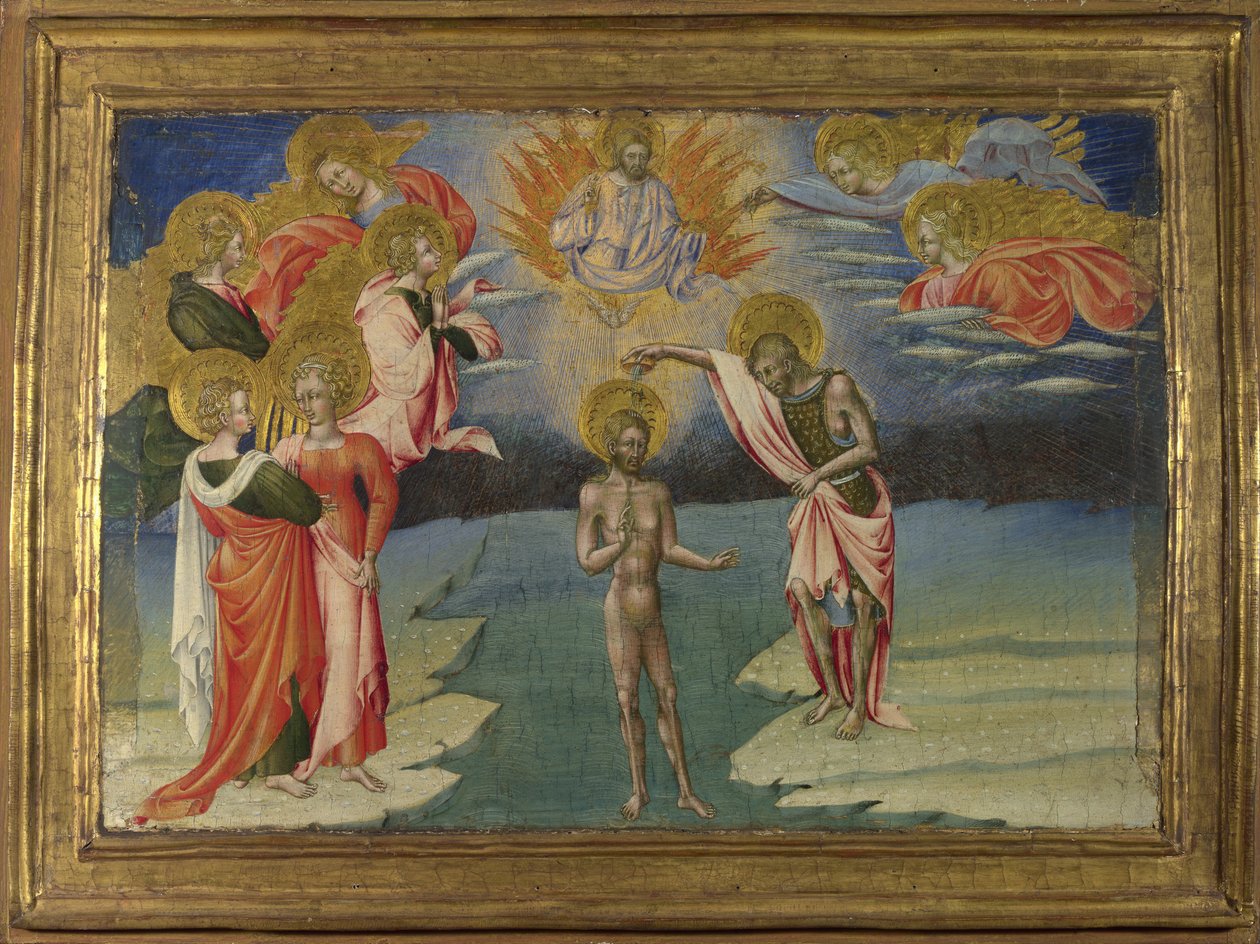 The Baptism of Christ Predella Panel, 1454 av Giovanni di Paolo