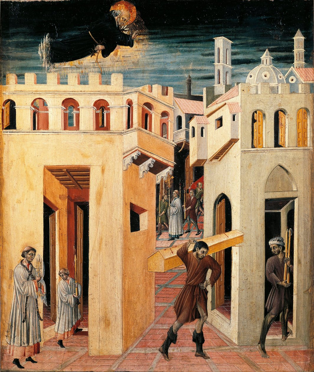 Miracle of Saint Nicholas of Tolentino (maleri på tre av Giovanni di Paolo di Grazia