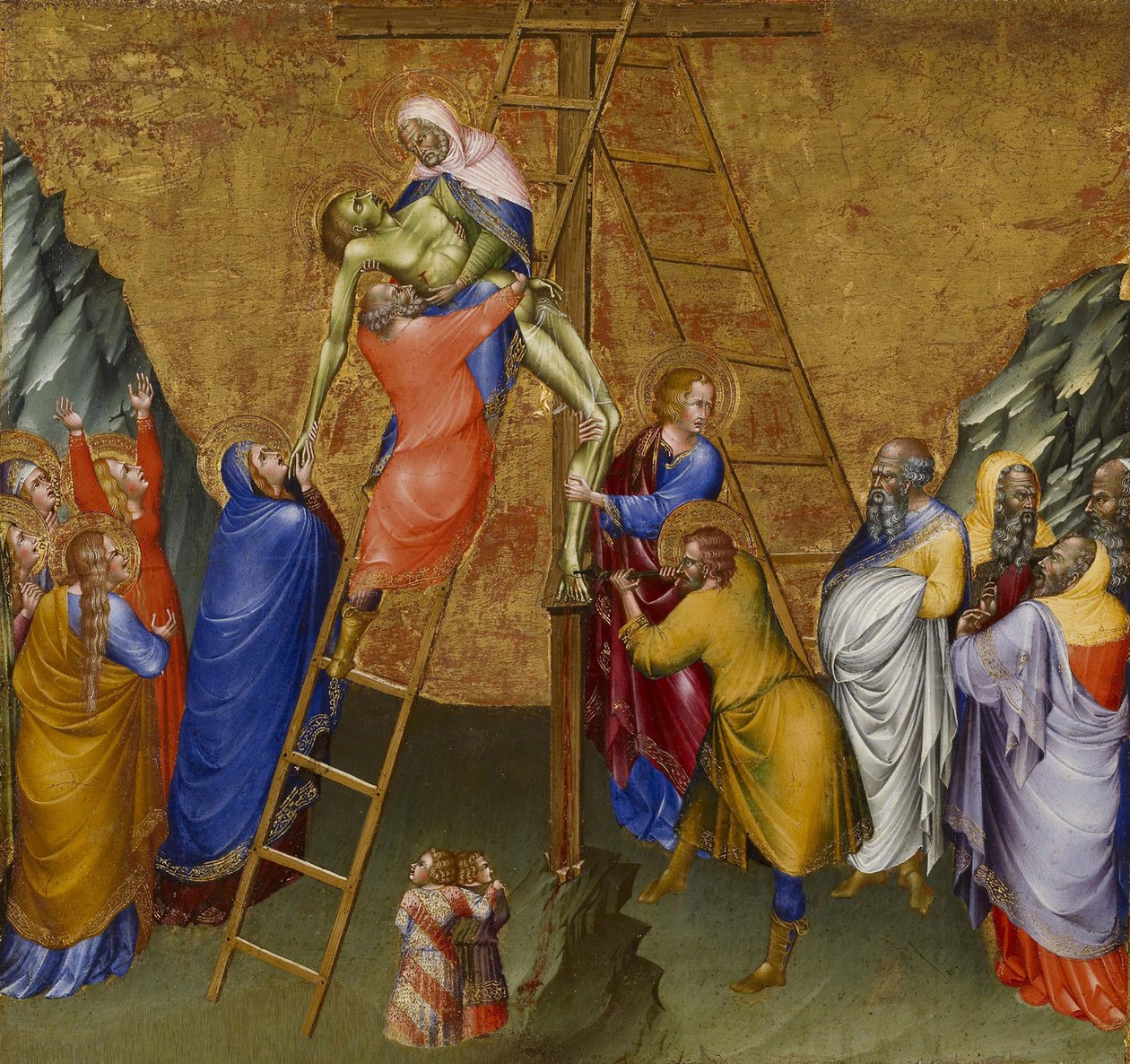 Nedstigningen fra korset, fra Malavolti-altertavlen, 1426 av Giovanni di Paolo di Grazia