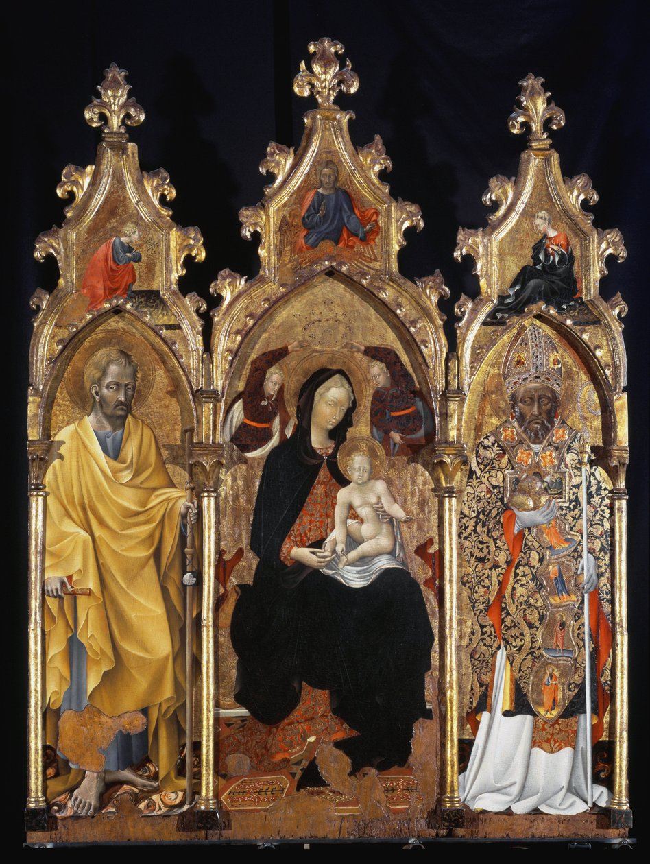 Triptych of Saint Nicholas (San Niccolo) - tempera på panel av Giovanni di Paolo di Grazia