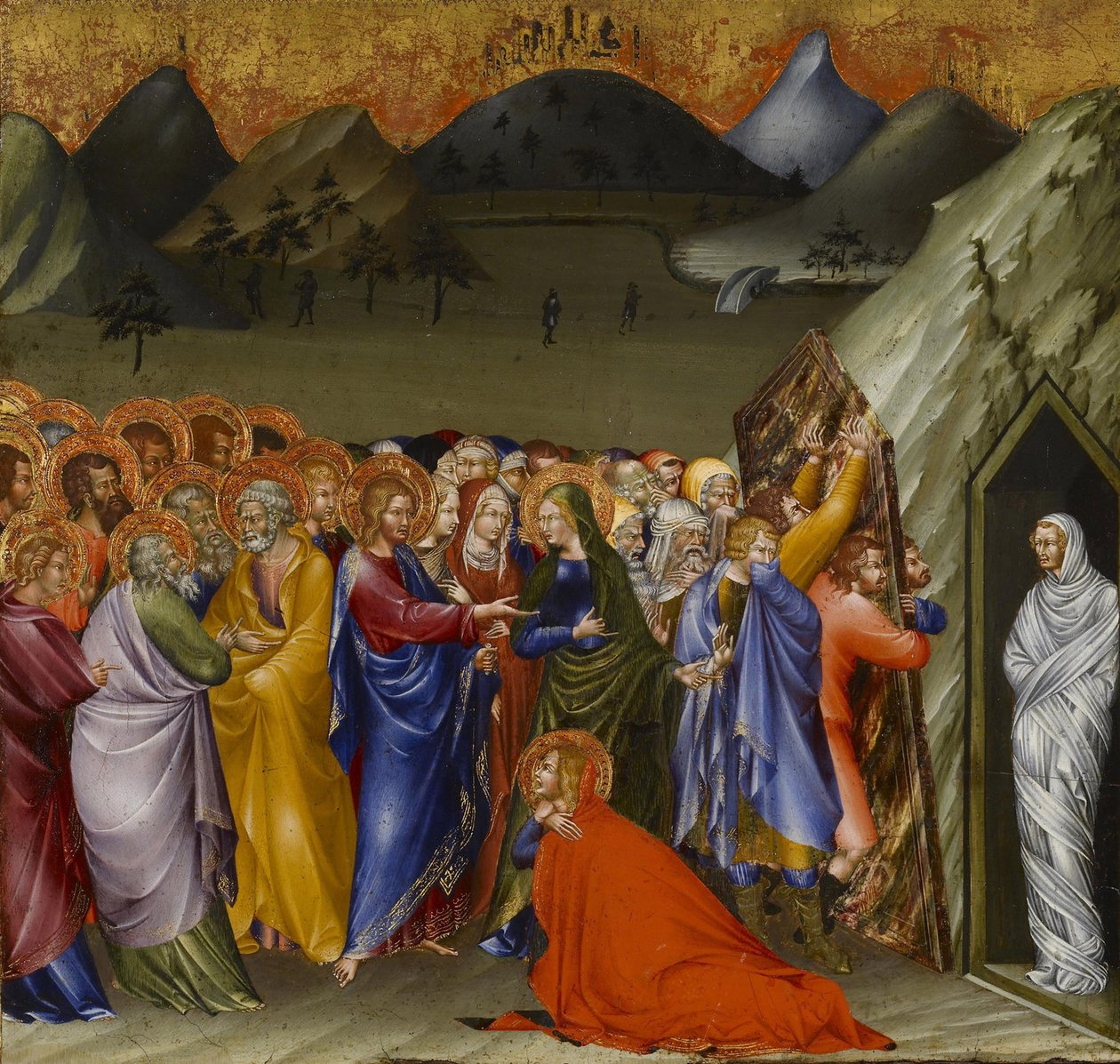 The Raising of Lazarus, 1426 (tempera og bladgull på panel) av Giovanni di Paolo di Grazia
