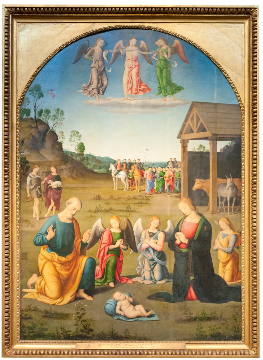 The Adoration of the Magi (olje på tre) av Giovanni di Pietro (c.1450 1529)