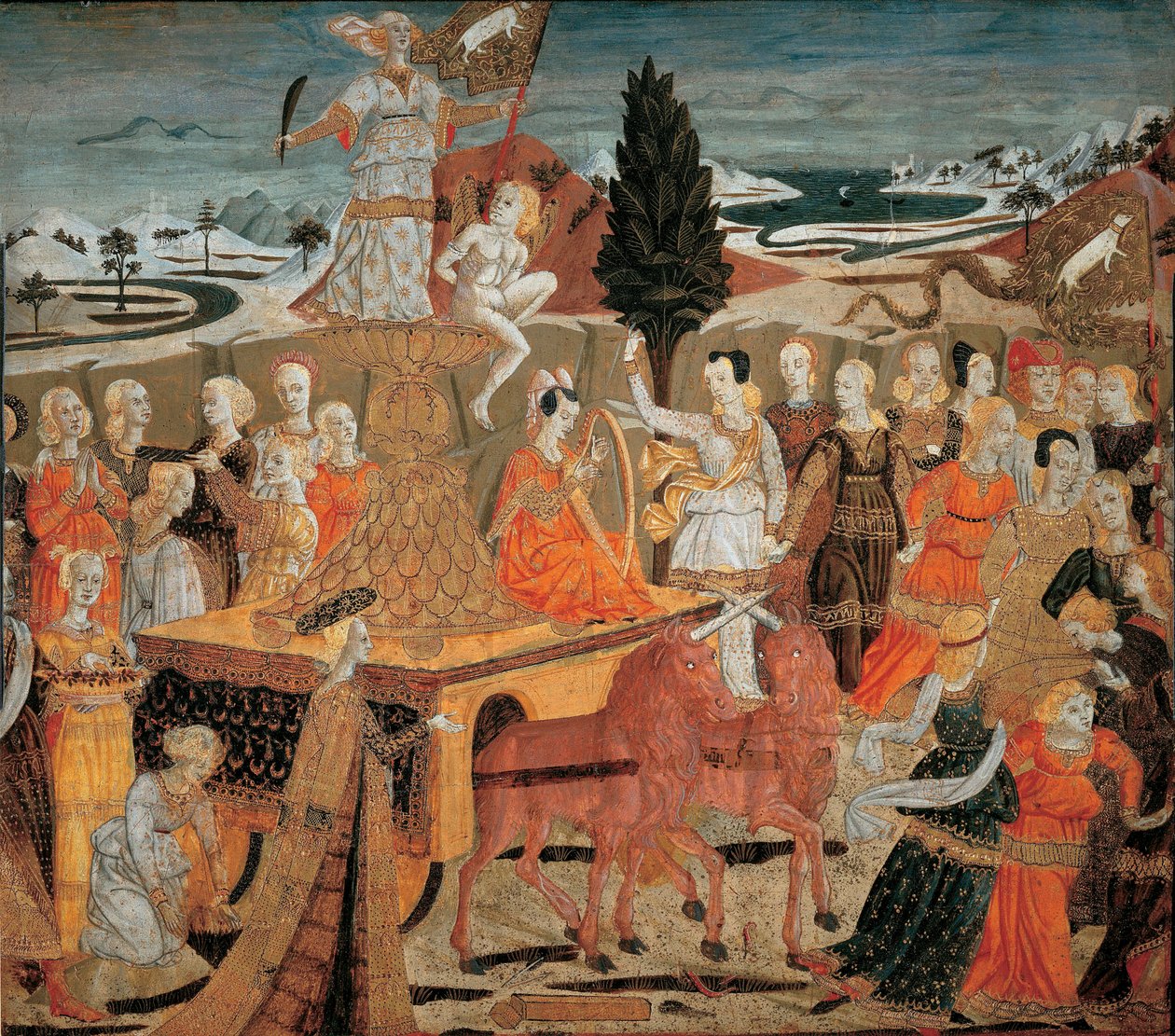 Le triomphe de la chastete - Kyskhetens triumf - (Lo Scheggia) Giovanni di Ser Giovanni (1406-1486). Tempera på panel av Giovanni di Ser Giovanni Scheggia