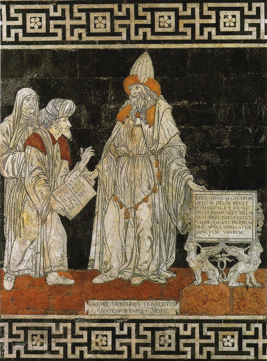 Hermes Trismegistus. Gulvmosaikk i katedralen i Siena, 1488. av Giovanni di Stefano