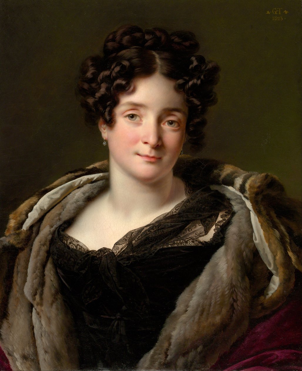 Madame Jacques-Louis-Étienne Reizet Colette-Désirée-Thérèse Godefroy, 1782-1850, 1823. av Girodet de Roucy Trioson