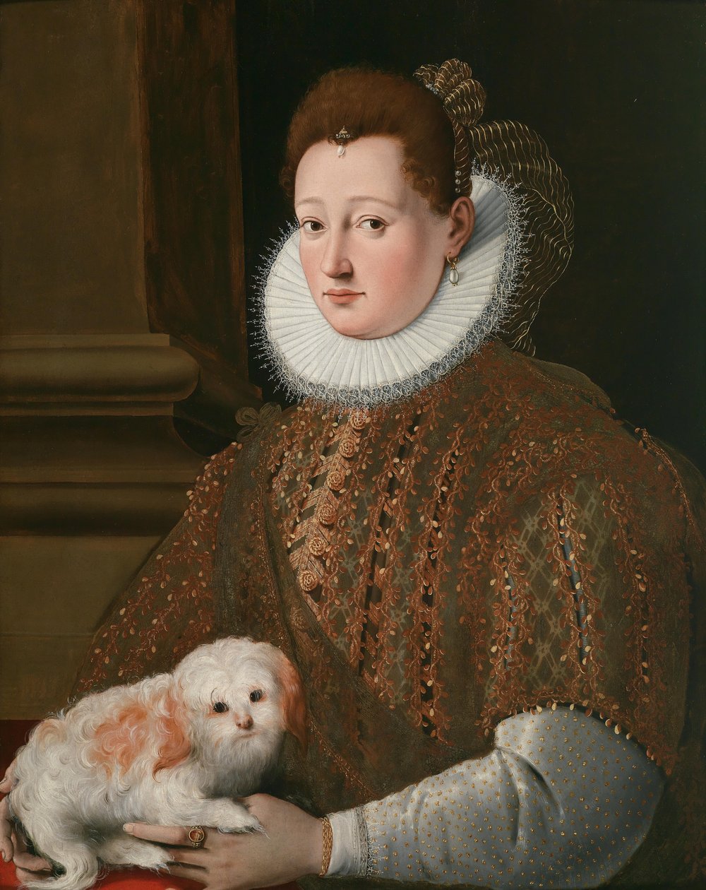 Portrett av en dame med en fanghund av Girolamo Macchietti