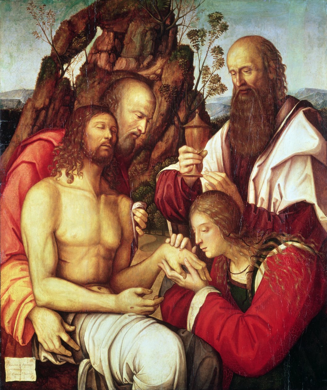 Klagesangen over den døde Kristus (panel) av Girolamo Marchesi da Cotignola