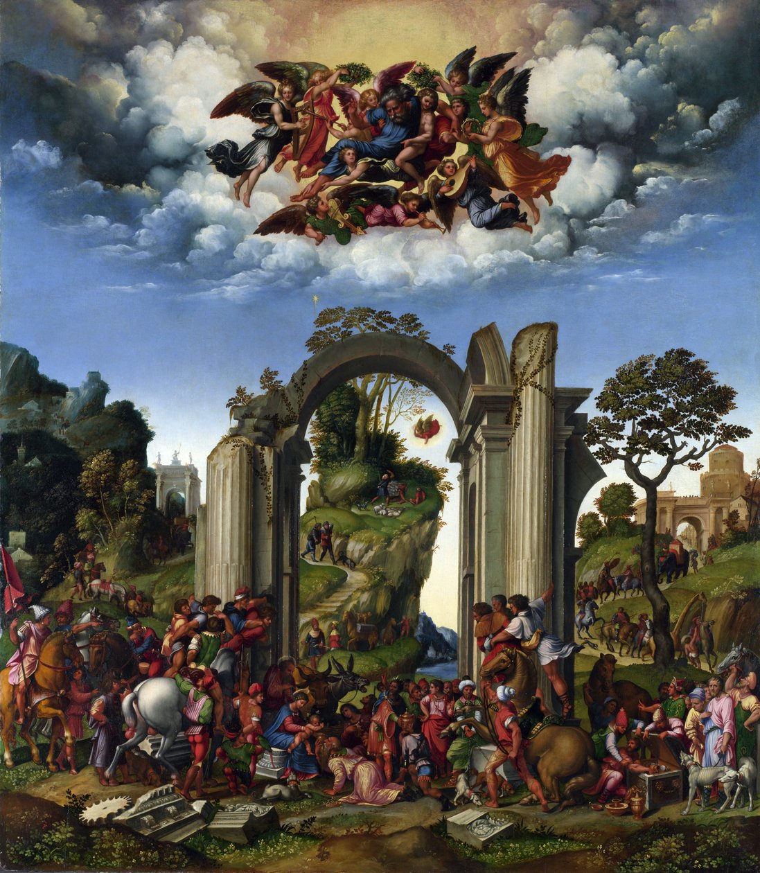 Tilbedelse av magi av Girolamo da Treviso the Younger