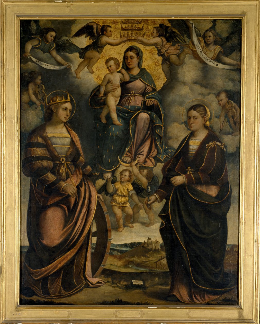 Madonna og barn mellom de hellige Catherine og Apollonia, 1526. av Girolamo Dal Toso