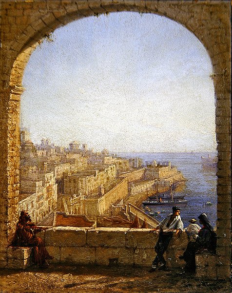 Inne i festningsverkene, Valetta- Utsikt fra buen om dagen av Girolamo Gianni