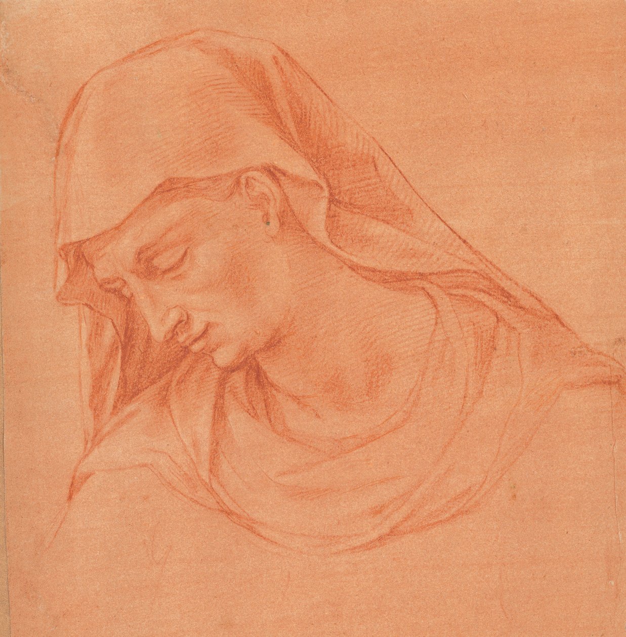 Leder for en sørgende kvinne i profil til venstre, ca. 1575-80. av Girolamo Macchietti