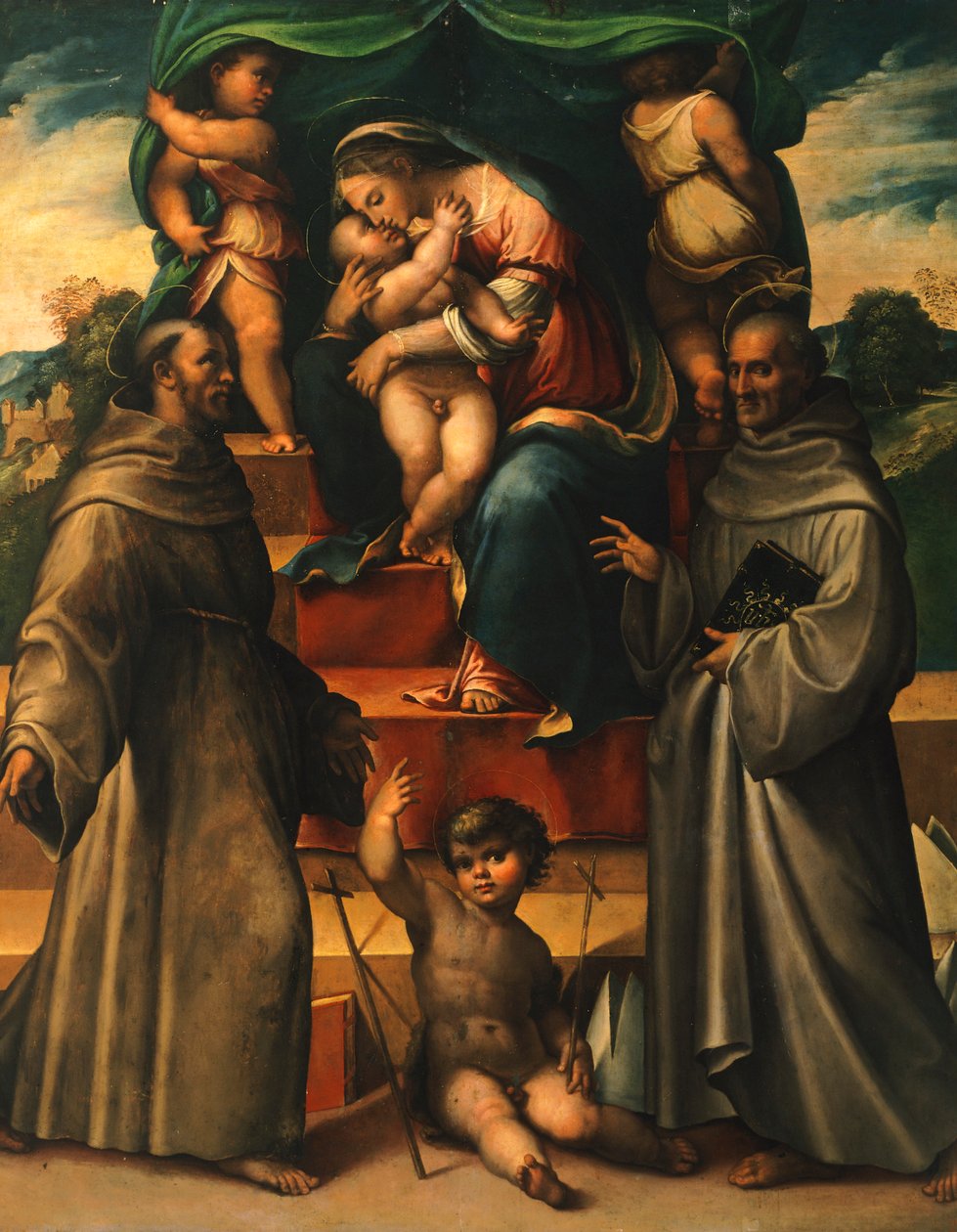 Madonna med barn og hellige, av Girolamo Marchesi da Cotignola (1471-ca 1540) av Girolamo Marchesi da Cotignola