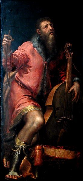 Cellist, ca. 1562 av Girolamo Mazzola Bedoli