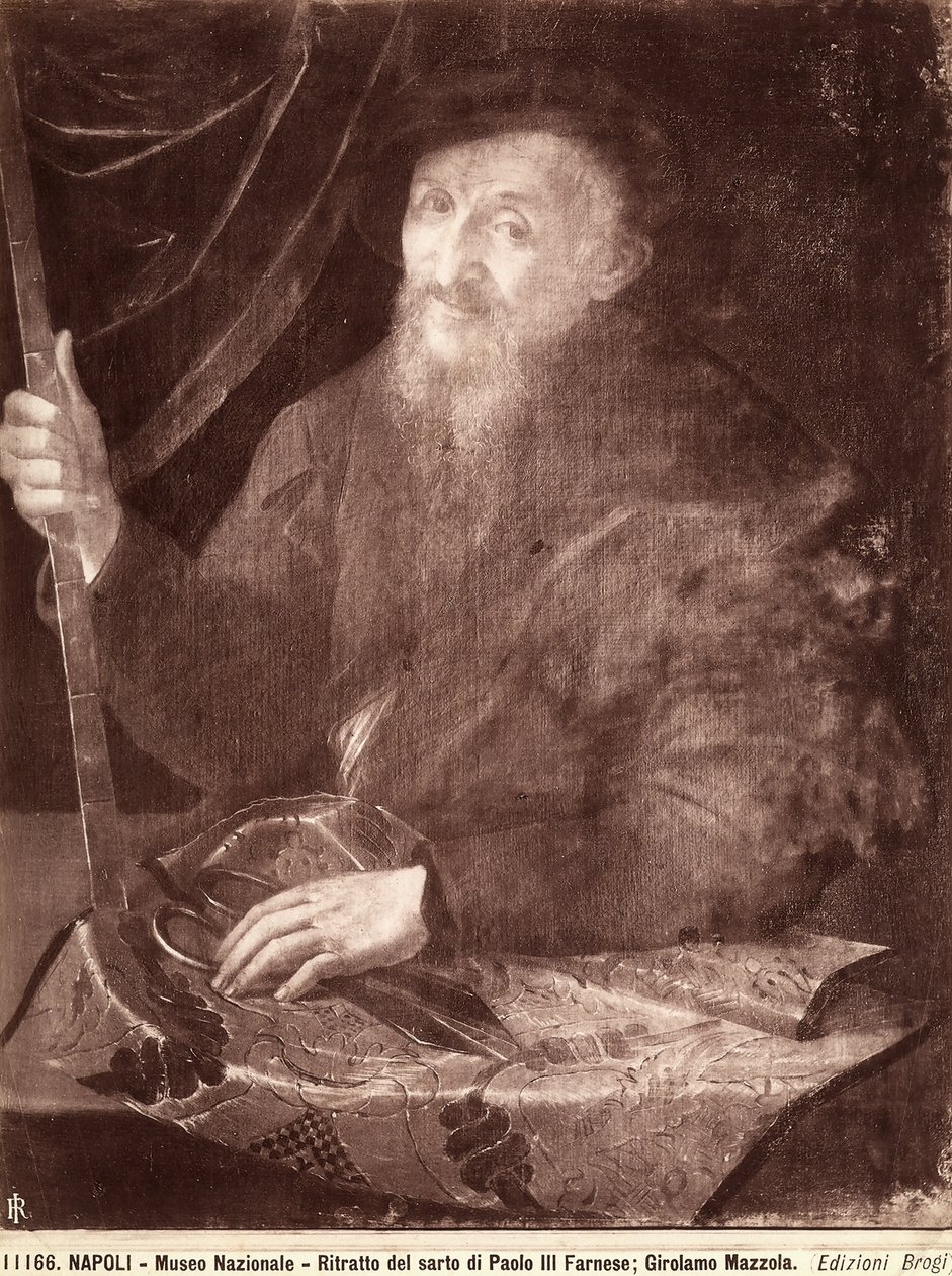 Portrett av en skredder, 1520-69 av Girolamo Mazzola Bedoli